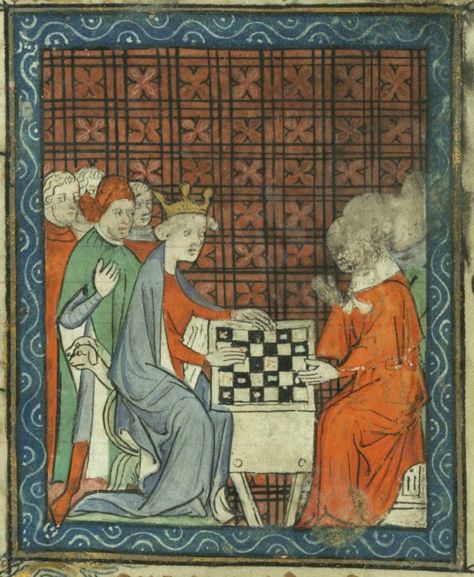 Medieval Chess, Chess Boards, How To Play Chess, Medieval Furniture, Furniture Tools, Medieval Paintings, Couples Play, History Activities, Book Of Hours