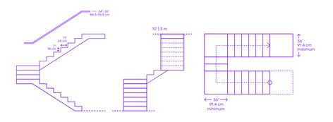 U-Shaped Straight Stairs Dimensions & Drawings | Dimensions.com L Shape Stairs, Stairs Section, Stair Types, U Shaped Stairs, L Shaped Stairs, Stair Dimensions, Landing Stairs, Winder Stairs, Straight Stairs