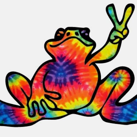 Tie dye peace frog design by me ... Peace Frog Tattoo, Pride Frog Wallpaper, Colorful Frog Tattoo, Hippie Images, Colorful Frog Painting, Frog Trippy Drawings, Peace Frog, Peace Fingers, Frog Tattoos