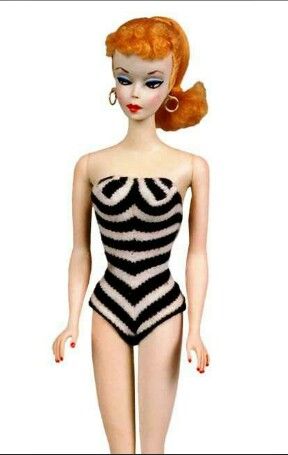 1959 #1 and #2 Ponytail Barbie® Doll #850 in original swimsuit 1950s Barbie, 1950s Toys, Barbie Swimsuit, Doll Museum, Barbie Birthday Party, Im A Barbie Girl, Barbie Toys, Barbie Birthday, Striped Swimsuit