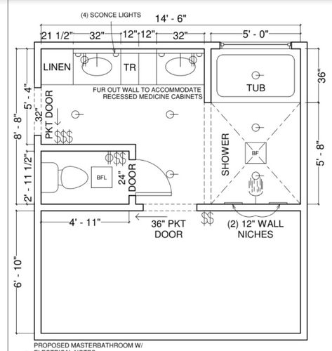 Bathroom of the Week: Modern Redo for Dated Master Bath | Houzz Wet Room Layout Dimensions, Wet Room Bathroom Layout, Wet Room Dimensions, Small Master Bath Layout, Master Bath And Closet Layout, Master Bath Layout Floor Plans, 1965 House, Master Bath Wet Room, Lakehouse Plans