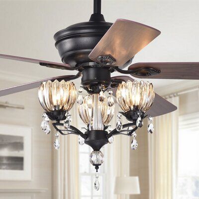 Black Crystal Chandelier, Ceiling Fan Makeover, Crystal Ceiling Fan, Angled Ceilings, Chandelier Fan, Black Ceiling Fan, Flower Cup, Cool Floor Lamps, Wood Shades