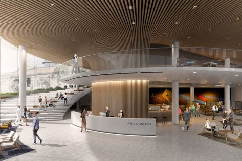 BIG releases visuals No 1 Quayside offices in Newcastle Pergola Architecture Design, Museum Lobby, Lobby Architecture, Big Architecture, Big Office, Bjarke Ingels Group, Office Lobby, Bjarke Ingels, Lobby Design