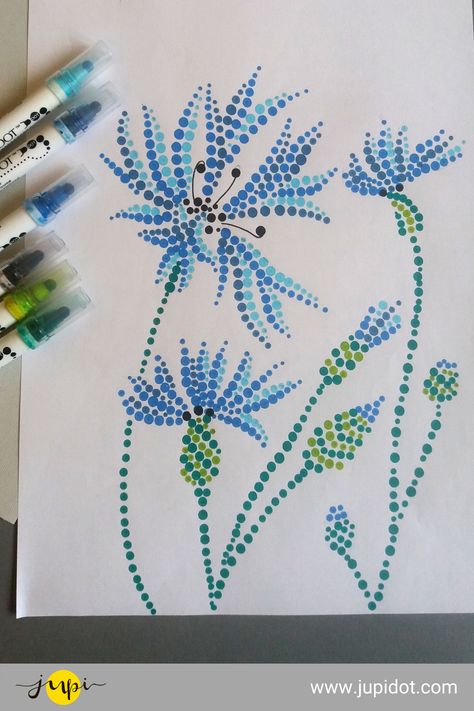 Things To Draw On Dotted Paper, Dot Painting Flowers Easy, Easy Dot Drawings, Marker Dot Art, Dot Art Painting Easy, Dotted Drawings Easy, Dot Flowers Painting, Dot Painting Ideas Simple, Doted Art Drawing