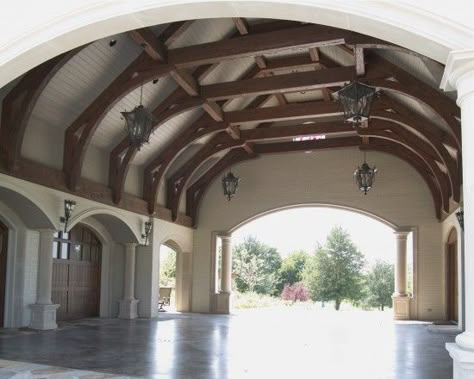 Traditional Garage And Shed Design, Pictures, Remodel, Decor and Ideas - page 12 Port Cochere, Mini Mansion, Motor Court, Timber Truss, Garage Designs, Car Parks, Luxury Garage, Garage Remodel, Porte Cochere