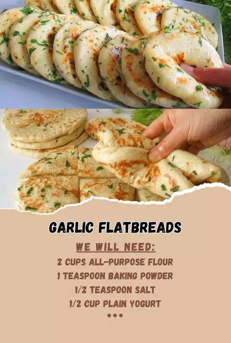 Garlic Parmesan Bread Loaf, Ww Fluffy Garlic Flatbreads, Naan Bread Dessert Recipes, Nan Bread Ideas, Garlic Naan Bread Recipe Easy, Naan Bread Recipe Easy, Gozleme Recipe, Easy Naan Recipe, Flat Bread Recipe