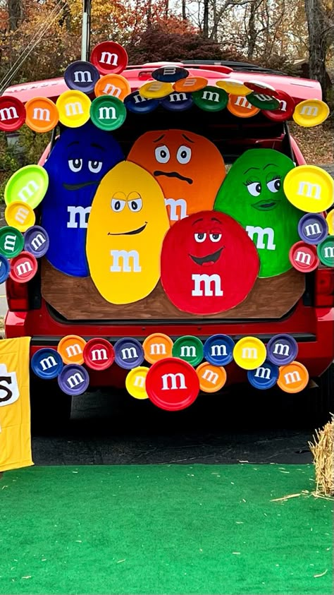 Trunk Or Treat M And M, Crayons Trunk Or Treat, M And M Trunk Or Treat, M&m Trunk Or Treat Ideas For Cars, Gumball Machine Trunk Or Treat, M And M Trunk Or Treat Ideas, Trunk Or Treat Ideas For Cars M&m, M M Party Ideas Decorations, M M Trunk Or Treat Ideas