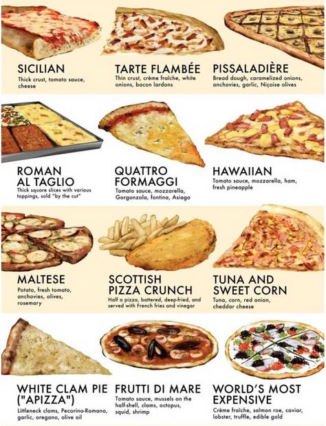 A pizza by any other name...is just as delicious! - Imgur Pizza Names, Types Of Pizza, Food Infographic, Eat Pizza, Food Facts, Pizza Oven, Food App, Pizza Recipes, Food Cravings