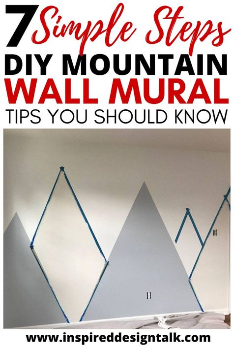 nursery mountain mural Mountain Mural Kids Room, Nursery Mountain Mural, Diy Mountain Mural, Mountain Nursery Wall, Diy Mountain, Mountain Bedroom, Nursery Inspiration Girl, Mural Diy, Kids Room Wall Murals