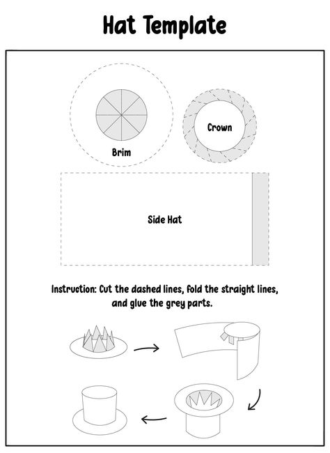 Top Hat Diy How To Make A, How To Make Top Hat, Mini Top Hat Pattern, Gnome Top Hat Pattern, How To Make A Top Hat Out Of Cardboard, Top Hat Sewing Pattern, Diy Top Hat Pattern, Top Hat Pattern Printable, Top Hat Template Free Printable