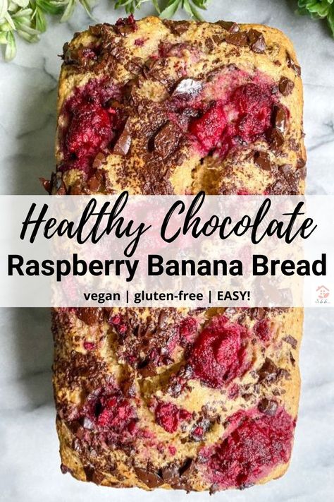 chocolate raspberry banana bread Raspberry Banana Bread, Raspberry Bread, Raspberry Banana, Healthy Dark Chocolate, Raspberry Desserts, Banana Bread Muffins, Gluten Free Banana Bread, Bread Muffins, Raspberry Recipes