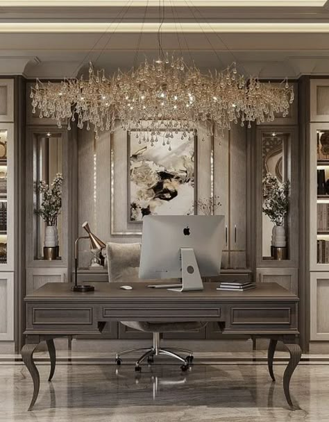 Luxury Office Ideas, Dream Office Luxury, Royal Home Decor, Luxury Office Interior, Office Transformation, Elegant Home Office, Luxury Mansions Interior, Jimbaran, Luxury Office