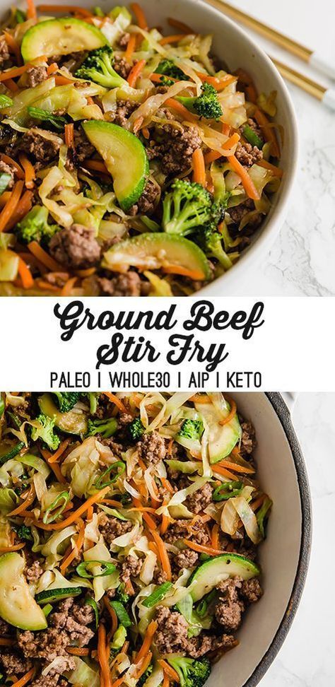 This ground beef stir fry is easy, delicious and cost effective! It's made without soy or gluten and is paleo, whole30, AIP, and easy to make keto. Aip Lunch, Ground Beef Stir Fry, Ground Beef And Cabbage, Cabbage Stir Fry, Beef Stir Fry, Paleo Diet Recipes, Recipe 30, Think Food, Whole 30 Recipes