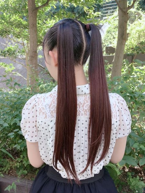 ━ 𝐡𝐚𝐳𝐞𝐥 ☻ Japanese Pigtails, Japanese Ponytail Hairstyles, Twintail Hairstyles, Two High Ponytails, Tomboy Hairstyles For Long Hair, Pigtails Hairstyle, Hair Tail, Girl Hairdos, Teenage Hairstyles