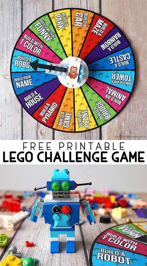 Lego Spinner, Printable Lego, Lego Camp, Lego Challenge, Creative Building, Lego Club, Lego Activities, Lego Games, Challenge Games