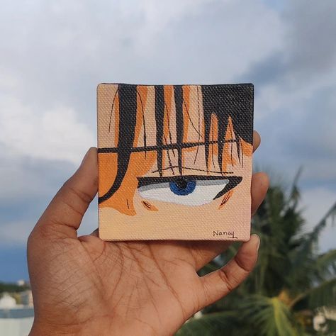 Aot Anime Canvas Painting, Anime Paintings Canvases, Simple Paintings Ideas, Wax Painting Art, Anime Canvas Painting, Pencil Sketch Images, Canvas Drawing, Small Canvas Paintings, Easy Canvas Art