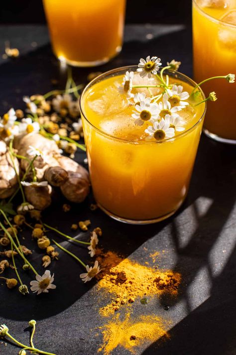 Ginger Honey Lemon, Photo Food, Mango Juice, Half Baked Harvest, Chamomile Tea, Mocktail Recipe, Fresh Ginger, Polenta, Cayenne