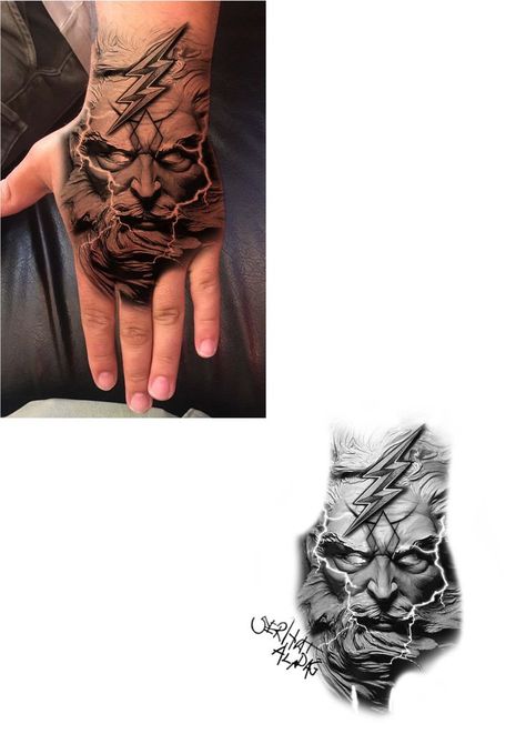 Zeus Tattoo Design, Design On Hand, Tattoos Masculinas, Koi Tattoo Sleeve, Sleeve Tattoos For Guys, Roman Tattoo, Gladiator Tattoo, Zeus Tattoo, Hand And Finger Tattoos