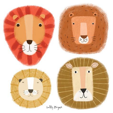 Lion Kids Art, Lion Drawing Simple, Sally Payne, Thing To Draw, Kindergarten Art Projects, Lion Illustration, Lion Drawing, Cute Lion, Lion Face