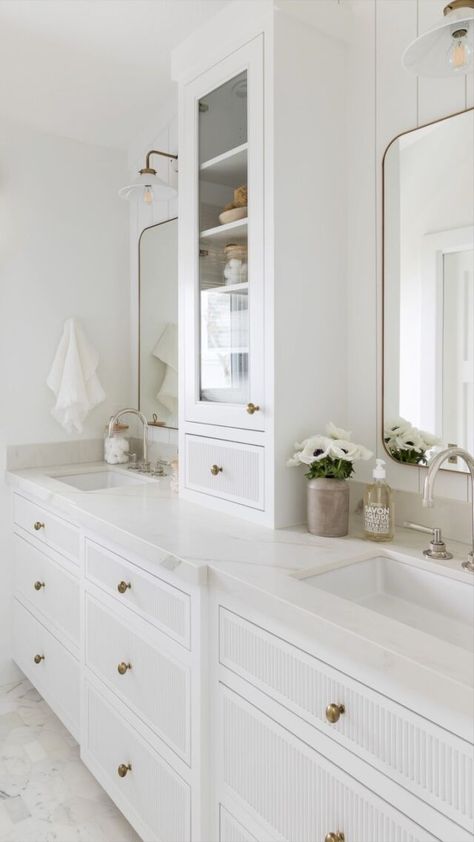 Bathroom Remodel: Splurge vs. Save - Mindy Gayer Design Co. Mindy Gayer Design, White Bathroom Vanity, Master Bath Vanity, Timeless Bathroom, Bathroom Cabinetry, Master Bath Remodel, Classic Bathroom, White Vanity Bathroom, Bathroom Remodel Shower