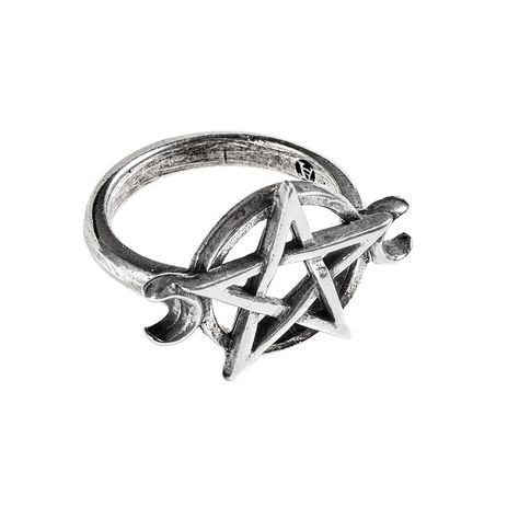 Make a bold statement with this unique gothic-style full moons statement ring. crafted with a pentagram and crescent moons, this ring is the perfect way to express your individual style. get it now and stand out from the crowd! Full Moon Ring, Magical Ring, Moon Pentagram, The Triple Goddess, Goddess Ring, Cast Rings, Fall Rings, Gothic Looks, Triple Goddess