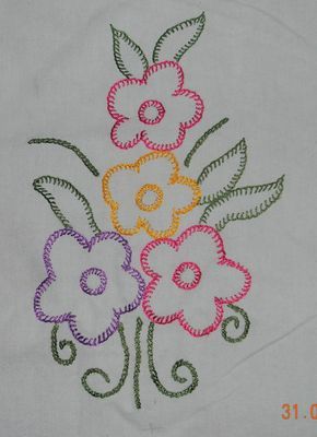 Hand Embroidery Stitches | ... stitch pattern of hand embroidery and open chain stitch as well Chain Stitch Embroidery Design, Sulaman Pita, Stitch Embroidery Design, Chain Stitch Embroidery, Basic Embroidery Stitches, Pola Sulam, Embroidery Patterns Vintage, Paper Embroidery, Embroidery Flowers Pattern