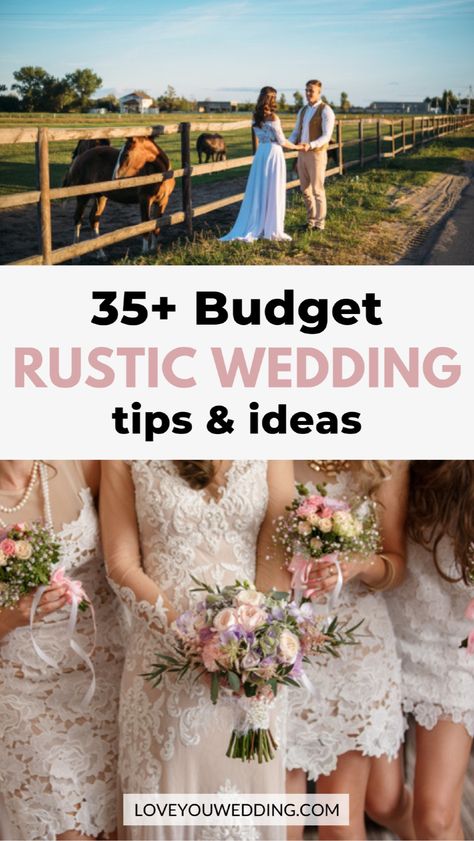 A rustic wedding doesn’t have to cost a fortune! We’re here to help with 35+ cheap rustic wedding ideas. Whether you're dreaming of a cheap barn wedding, backyard wedding, or a rustic chic celebration, you’ll find budget-friendly tips on décor, dresses, centerpieces, and more. Check out the best DIY and budget-friendly ideas for your rustic fall wedding. Rustic Fall Wedding Dresses, Spring Small Wedding Ideas, Cheap Boho Wedding Decor, Rustic Formal Wedding, Simple 2nd Wedding Ideas, Wedding By A Creek, Outdoor Fall Wedding Ideas October Decor, June Rustic Wedding, 2nd Wedding Ideas Over 40