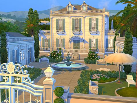 The Sims Resource - Chateau Bernard - no CC Sims 4 Chateau Build, Sims 4 French Chateau, Sims 4 Chateau Cc, Sims Baroque, Sims 4 Mansion No Cc, Sims 4 Chateau, Sims 4 Lots Cc, French Chateau Exterior, Chateau Exterior