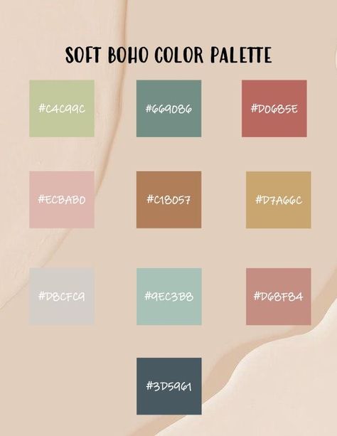 Boho Color Palette, Html Color Codes, Color Design Inspiration, Hex Color Palette, Boho Color, Color Schemes Colour Palettes, Calendar Organization, Paint Color Palettes, Hex Codes