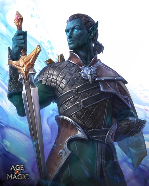 Roinar, Pavel Tomashevskiy on ArtStation at https://www.artstation.com/artwork/3ddNyB Aquatic Elf Male, Sea Elf Dnd Male, Sea Elf Male, Triton Fighter, Triton Paladin, Water Genasi Male, Triton Dnd, Sea Elf, Dnd Paladin