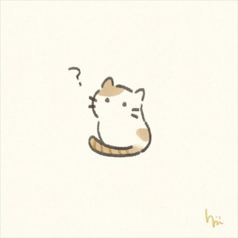 Cute Small Drawings, Colorful Hairstyles, Small Doodle, Beige Icons:), Cute Easy Doodles, Doodle Design, Cute Cat Drawing, Cat Doodle, Animal Doodles