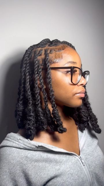 Invisible Locks Hairstyle, Invisible Locs Bob, Locks Invisible, Zigzag Hairstyles, Bun Black Hair, Invisible Locks, French Braid Bun, Loc Bob, Invisible Locs