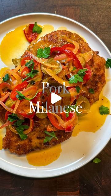 208K views · 6.9K likes | Rocco Gizzo on Instagram: "Pork Milanese with Cherry Peppers | a twist on a classic right here. Instead of making the classics pork chop with vinegar peppers, we’re switching it up with a little Pork Milanese action!   4 boneless pork loins 1/2 red onion, thinly sliced  1 cup cherry peppers, sliced (hot, sweet, or a mix) 1/4 cup cherry pepper bring  3/4 cup chicken broth  Butter, as needed  Olive oil  Salt & pepper  Flour  Eggs Seasoned Breadcrumbs  @locatellicheese_official Pecorino Romano (optional)  Trim any excess fat off the pork, then butterfly and pound the pork into 1/4 inch thick cutlets. Then season with salt and pepper.   Set up a breading station with flour, egg, and seasoned Italian breadcrumbs. Optional, but sprinkle some Pecorino Romano in with the Vinegar Peppers, Italian Pork Chops, Pork Loins, Pork Milanese, Milanese Recipe, Cherry Peppers, Boneless Pork Chop Recipes, Mutton Chops, Kids Dinner