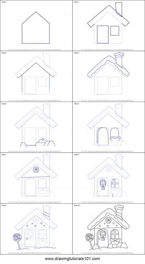 How to Draw Christmas Gingerbread House Printable Drawing Sheet by DrawingTutorials101.com Winter Houses Drawings, Christmas House Drawing Easy, How To Draw A Gingerbread House, Step By Step Christmas Drawings, How To Draw Christmas Stuff Step By Step, Winter House Drawing, How To Draw Christmas, Christmas House Drawing, Gingerbread House Drawing