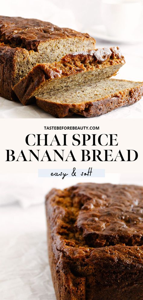 Chai Spiced Banana Bread, Banana Spice Bread, Spiced Banana Bread Recipe, Chai Bread Recipe, Chia Banana Bread, Chai Banana Bread, Spice Banana Bread, Chai Bread, Spice Bread Recipe