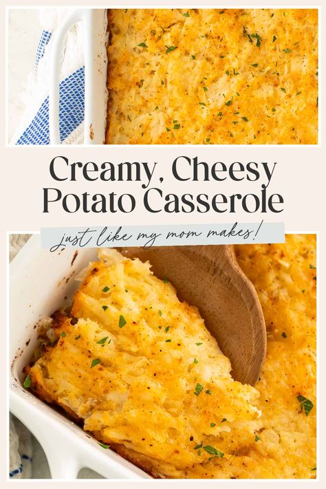 My mom has been making this cheesy potato casserole for decades, and I begged her to let me share the recipe! It’s a perfect side dish for just about any occasion. Rich and creamy, I always request it at all our family get-togethers! The Best Cheesy Potatoes, Potato Caserole, Cozy Dinner Ideas, Fall Comfort Food Recipes, Cream Cheese Balls, Cheese Potato Casserole, Fall Food Recipes, Cheesy Potatoes Recipe, Cheesy Potato Casserole