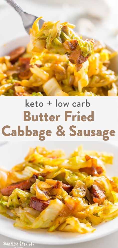 Southern Style Cabbage, Fried Cabbage And Sausage, Skillet Cabbage, Keto Cabbage Recipe, Fried Cabbage With Sausage, Keto Sausage, Cabbage And Sausage, Sausage Dishes, Cabbage Casserole