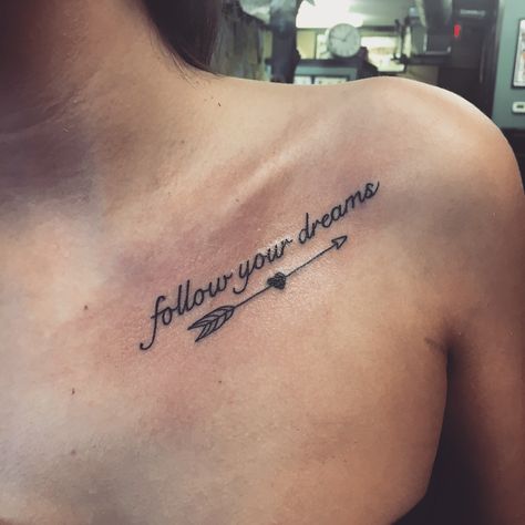 Follow your dreams! Follow Your Dreams Tattoo, Cool Tattoo Quotes, Tattoo Infinity, Infinity Tattoo With Feather, Dream Quote, Bum Tattoo, Bone Tattoo, Quotes Dream, Quote Tattoos