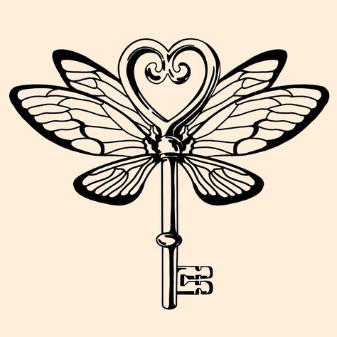 Key Wings Tattoo, Key To Heart Tattoo, Small Simple Quotes, Key With Wings Tattoo, Butterfly Key Tattoo, Harry Potter Key Tattoo, Key Tattoo Designs Vintage, Heart Key Tattoo Designs, Key To My Heart Tattoo