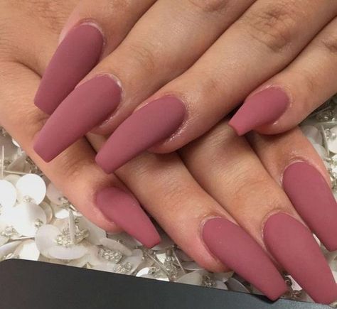 Nails Pink Matte, Matte Pink Nails, Coffin Nails Matte, Matte Nail Polish, Fall Nail Art Designs, Valentine Nails, Matte Nails Design, Uv Gel Nail Polish, Coffin Shape Nails