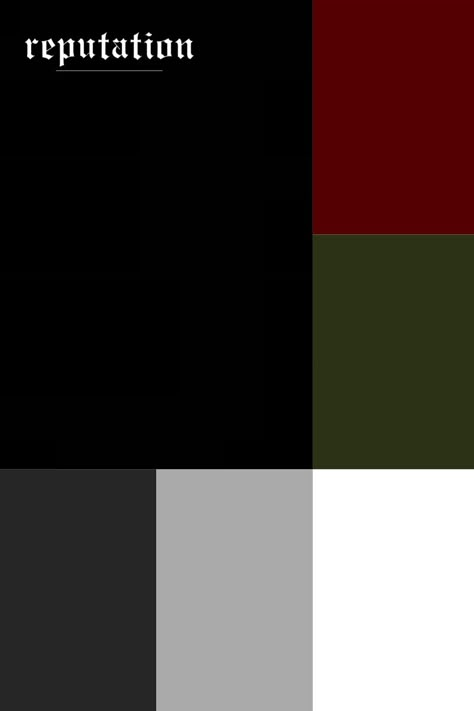 Reputation Colour Palette, Ts Album Colors, Red Taylor Swift Color Palette, Taylor Swift Eras Colours, Reputation Color Palette Taylor Swift, Reputation Color Palette, Taylor Swift Debut Color Palette, Lover Color Palette Taylor Swift, Taylor Swift Colour Palette