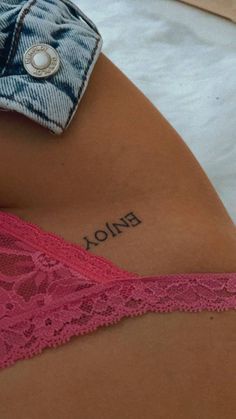 Hidden Piercings For Women, Tattoo En La Pelvis, Kiss Here Tattoo, Dirty Tattoos, 1999 Tattoo, Bum Tattoo Women, Boyfriend Name Tattoos, Secret Tattoo, Private Tattoos