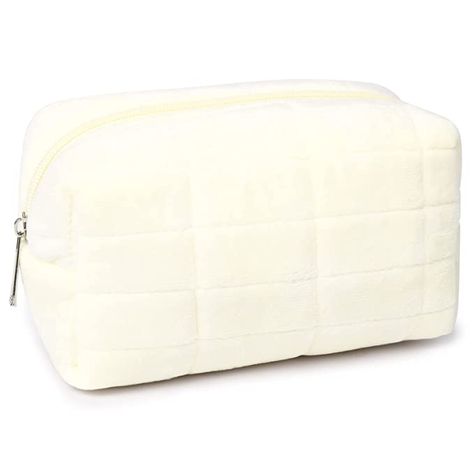 Cute Aesthetic Makeup, Aesthetic Makeup Bag, Big Makeup Bags, Makeup Bag White, Cute Makeup Bags, White Makeup, Makeup Brush Storage, Travel Toiletry Bag, Small Cosmetic Bags