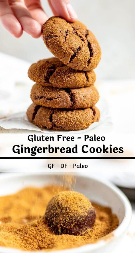 This Gluten Free Ginger Cookies Recipe is great for a special treat around the holidays. Gingerbread Cookies are always a fantastic addition to any Christmas Cookie platter. This cookie recipe is Gluten Free, Dairy Free and Paleo friendly. Gluten Free Ginger Cookies, Paleo Gingerbread Cookies, Ginger Cookies Recipe, Paleo Gingerbread, Healthy Christmas Cookies, Ginger Cookie Recipes, Cookie Platter, Paleo Cookies, Ginger Molasses Cookies