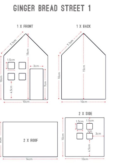 Gingerbread house templates | delicious. magazine Gingerbread House Template Printable, Easy Gingerbread House, Cardboard Gingerbread House, Homemade Gingerbread House, Paper House Template, Gingerbread House Patterns, Cool Gingerbread Houses, Gingerbread House Template, Gingerbread House Recipe