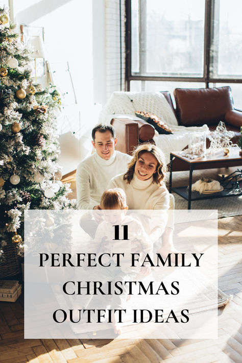 Family Christmas Pictures Tree Decorating Photoshoot, Family Pictures With Christmas Tree, Couple Christmas Picture Outfit Ideas, Family Photo For Christmas Card, Grandchildren Christmas Photo Ideas, Family Pictures Christmas Tree Indoor, Family Matching Outfits Christmas, Family Pictures By Christmas Tree, Holidays Photo Ideas