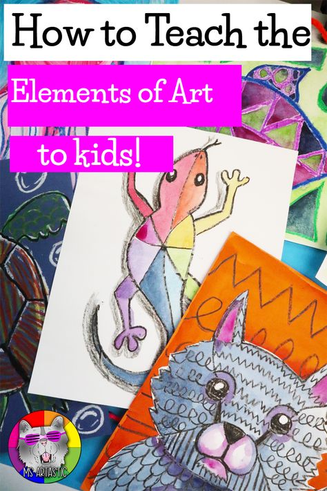 Let's dive into Teaching the Elements of Art to Kids! Teaching the elements of art to elementary school children can be a rewarding and challenging experience for educators. The elements of art are the building blocks that form the foundation of visual arts. These elements include line, shape, form, space, texture, value, and color. Upper Elementary Art, 7 Elements Of Art, Line Art Lesson, Elements Of Art Line, Line Art Projects, Color Art Lessons, The Elements Of Art, Classe D'art, Back To School Art