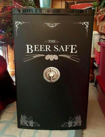 Man Cave Mini Fridge, Beer Safe, Man Cave Designs, Man Cave Shop, Fridge Wrap, Garage Man Cave Ideas, Sports Man Cave, Garage To Living Space, Man Cave Design