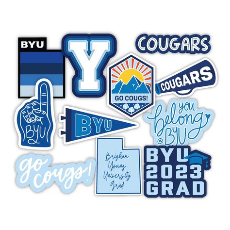 BYU Create Your Own Sticker Pack, BYU Stickers, BYU Sticker Pack, Brigham Young University Stickers, Byu Football stickers, Byu Gifts Byu Aesthetic, Highschool Design, University Stickers, School Merch, Byu Idaho, Byu Football, College Stickers, Princess Fairytale, Work Stickers