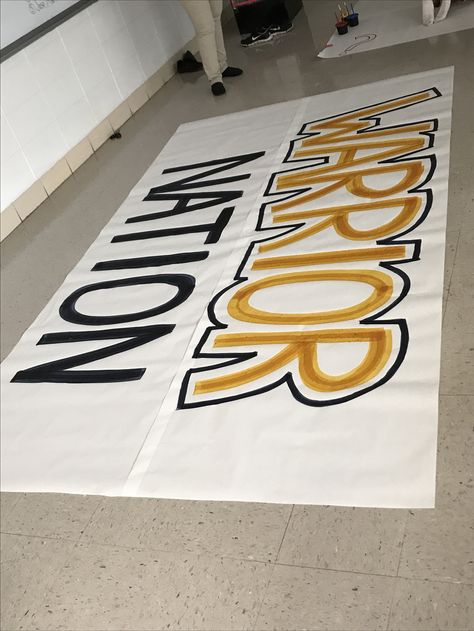 Warrior Nation Game Day Sign Football Game Day Poster Ideas, Gold Out Football Game Posters, Football Cheer Locker Signs, School Pride Posters Ideas, Game Day Spirit Ideas, Spirit Signs For School Football, Football Spirit Signs High School, Painted Cheer Signs For Football, Spirit Posters Cheerleading